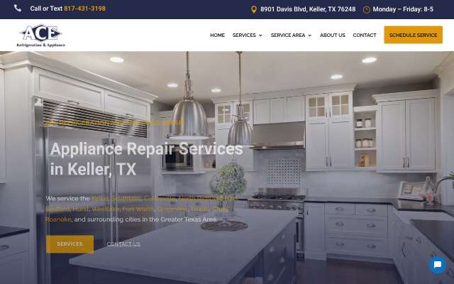 Ace Refrigeration and Appliance Repair's page as the assistant saw it