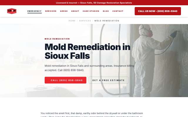 Crew Restoration & Construction's page as the assistant saw it
