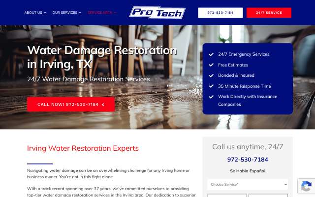 Pro Tech Services's page as the assistant saw it