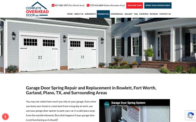 Complete Overhead Door's page as the assistant saw it
