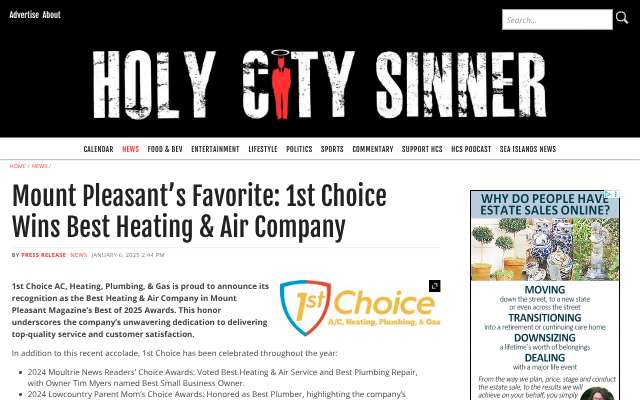 Page cited for 1st Choice AC, Heating, Plumbing, & Gas