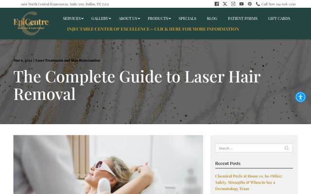 EpiCentre Skin Care & Laser Center's page as the assistant saw it