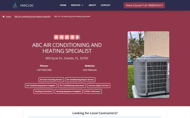 Page cited for ABC Air Conditioning and Heating Specialist