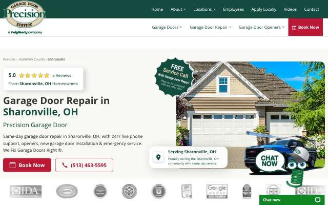 Precision Overhead Garage Door Service of Cincinnati's page as the assistant saw it