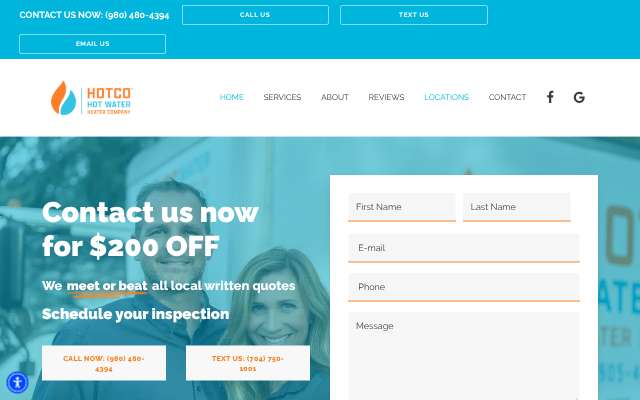 HOTCO The Hot Water Heater Company Carolinas's page as the assistant saw it