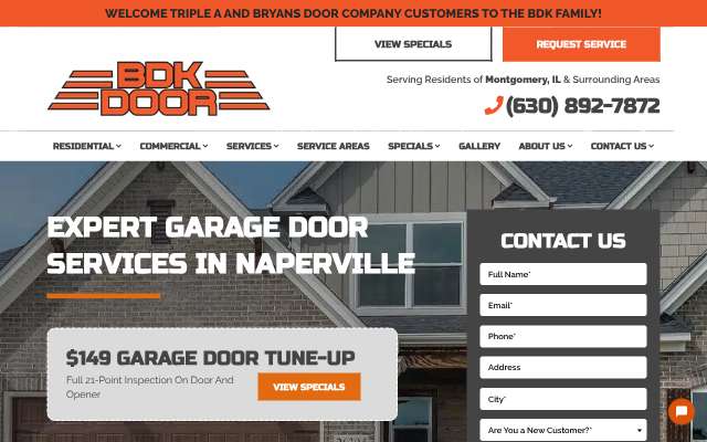 BDK Door Company's page as the assistant saw it