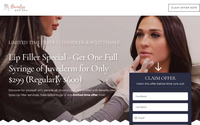 Beverlys Med Spa's page as the assistant saw it