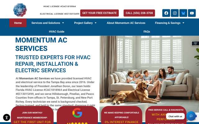 Momentum AC Services's page as the assistant saw it