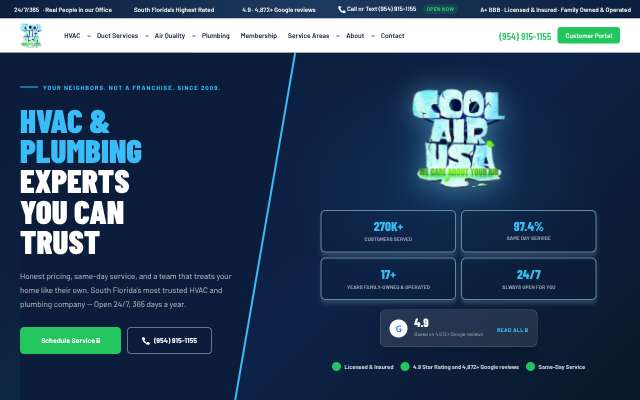 Cool Air USA's page as the assistant saw it