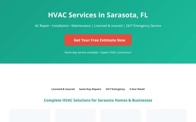 Sarasota HVAC Services (srqacrepair.com)'s page as the assistant saw it