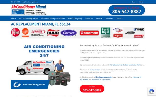 Air Conditioner Miami's page as the assistant saw it