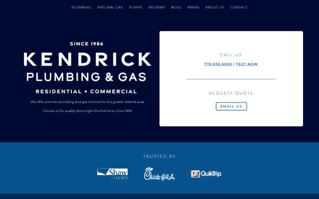 Kendrick Plumbing's page as the assistant saw it