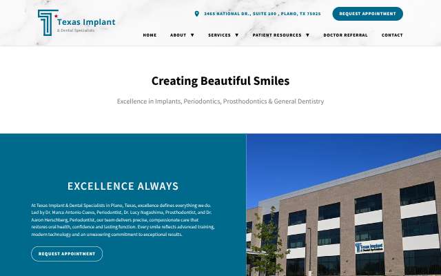 Texas Implant & Dental Specialists's page as the assistant saw it