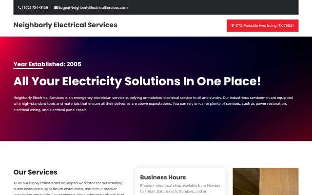 Neighborly Electrical Services's page as the assistant saw it