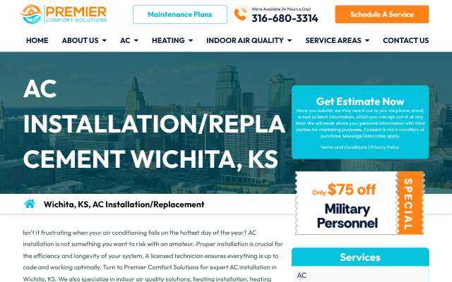 Premier Comfort Solutions's page as the assistant saw it