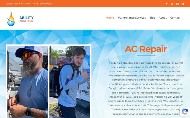 Ability Air & Heat's page as the assistant saw it
