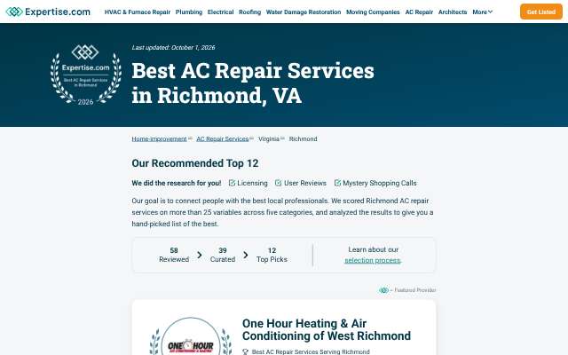 Gilman Heating, Cooling & Plumbing's page as the assistant saw it