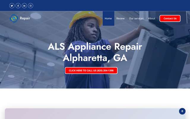 ALS Appliance Repair's page as the assistant saw it