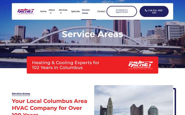 Favret Heating & Cooling's page as the assistant saw it