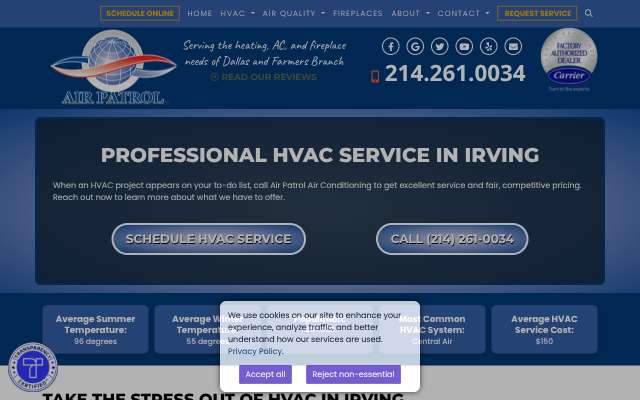 Air Patrol Air Conditioning's page as the assistant saw it