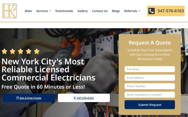 HK Electric Inc's page as the assistant saw it