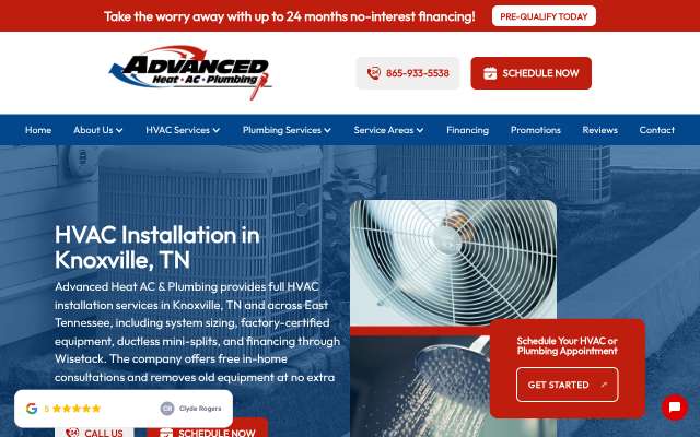 Page cited for Advanced Heat AC & Plumbing