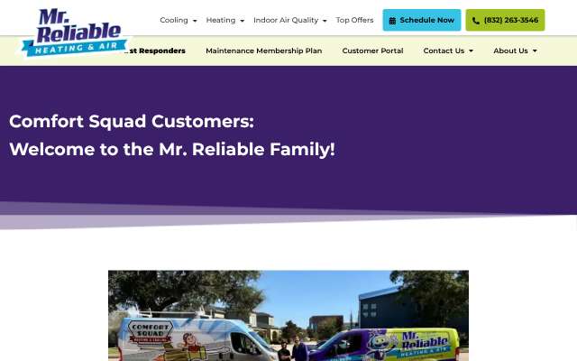 Comfort Squad Heating & Cooling's page as the assistant saw it