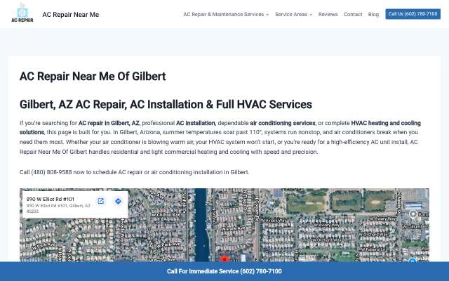 AC Repair Near Me of Gilbert's page as the assistant saw it