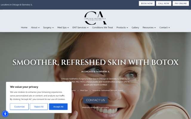 Chicago Aesthetics Surgery & Med Spa's page as the assistant saw it
