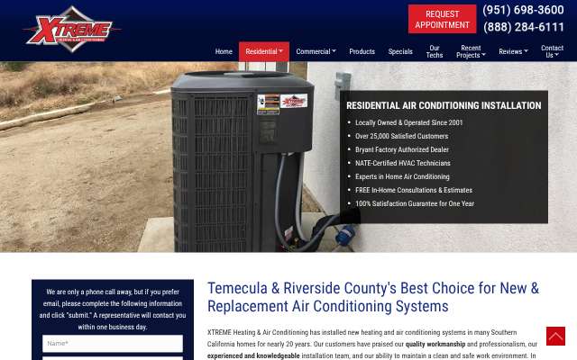 XTREME Heating & Air Conditioning's page as the assistant saw it
