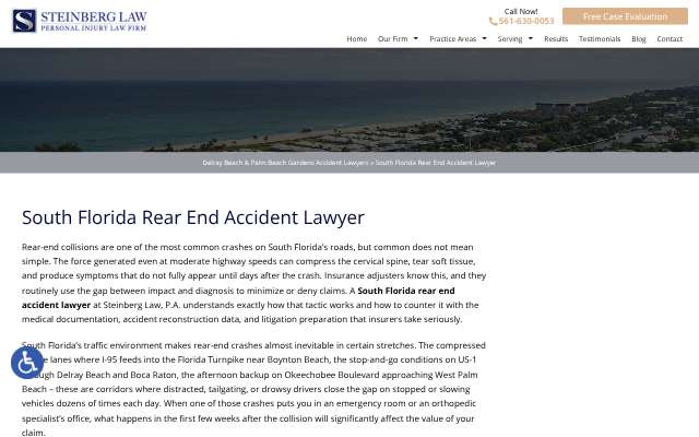 Steinberg Law, P.A.'s page as the assistant saw it