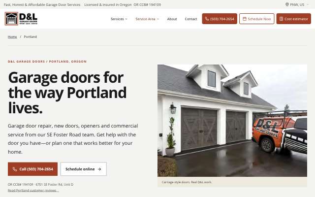 D&L Garage Doors & Locksmith's page as the assistant saw it