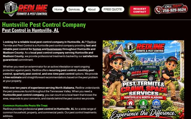Redline Termite and Pest Control's page as the assistant saw it