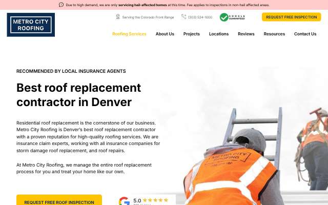 Page cited for Metro City Roofing