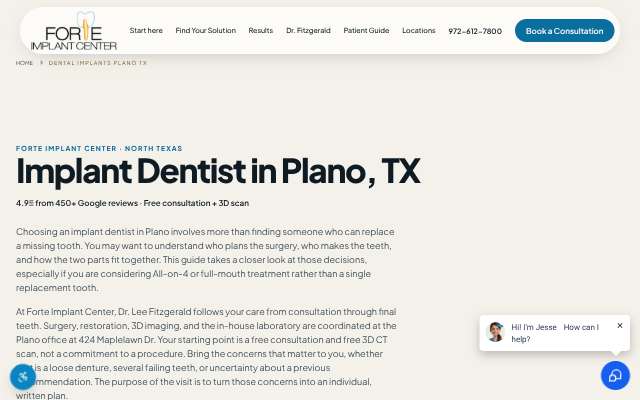 Forte Implant Center (Dr. Lee Fitzgerald)'s page as the assistant saw it