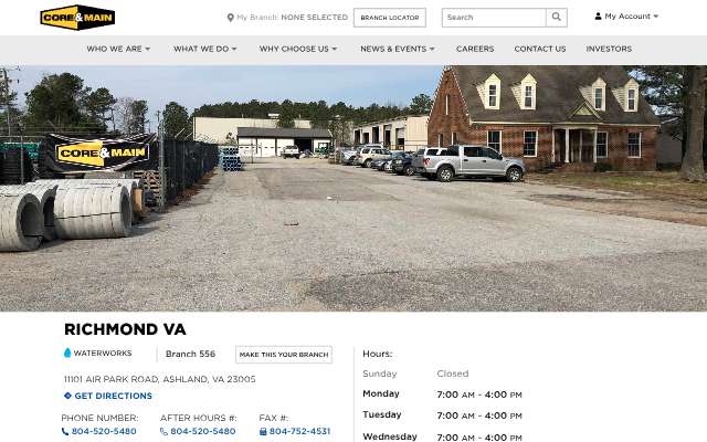 Core & Main (Richmond branch)'s page as the assistant saw it