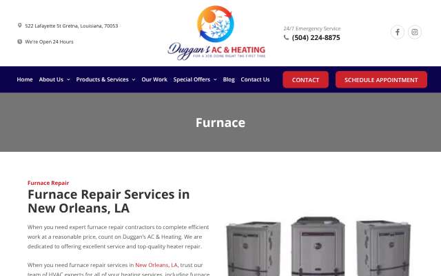 Duggan AC & Heating's page as the assistant saw it