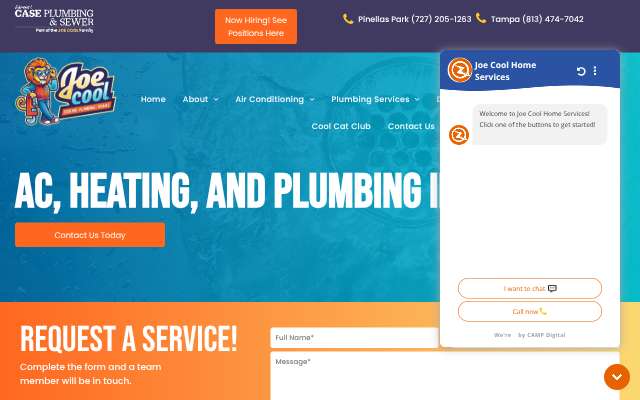 Joe Cool Air Conditioning and Plumbing's page as the assistant saw it