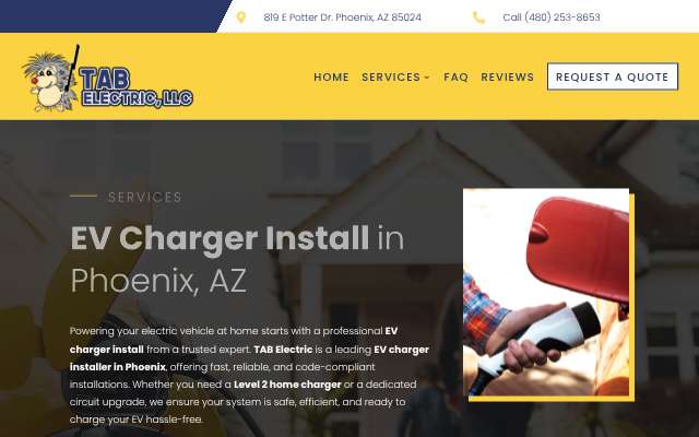 TAB Electric's page as the assistant saw it