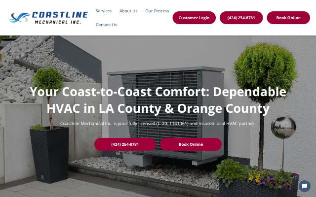 Coastline Mechanical Inc.'s page as the assistant saw it