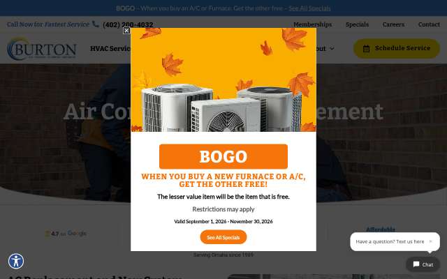 Burton AC Heating Plumbing and More's page as the assistant saw it
