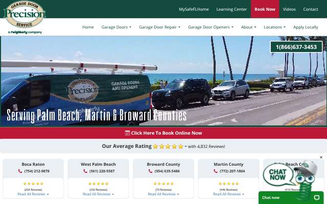 Precision Door Service of South Florida's page as the assistant saw it