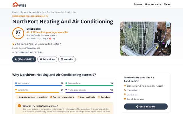 NorthPort Heating and Air Conditioning's page as the assistant saw it
