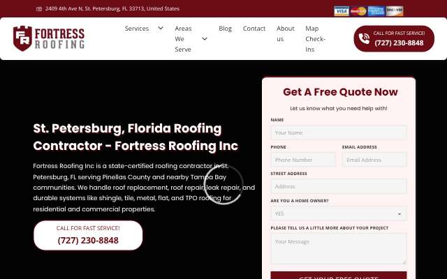 Fortress Roofing Inc's page as the assistant saw it