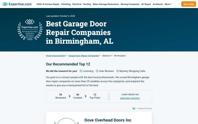 AffordableGarageDoors.com's page as the assistant saw it