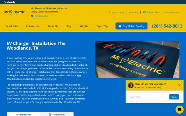 Mr. Electric (The Woodlands office)'s page as the assistant saw it
