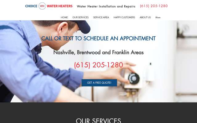 Choice Water Heaters's page as the assistant saw it
