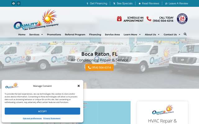 Quality Air Conditioning's page as the assistant saw it