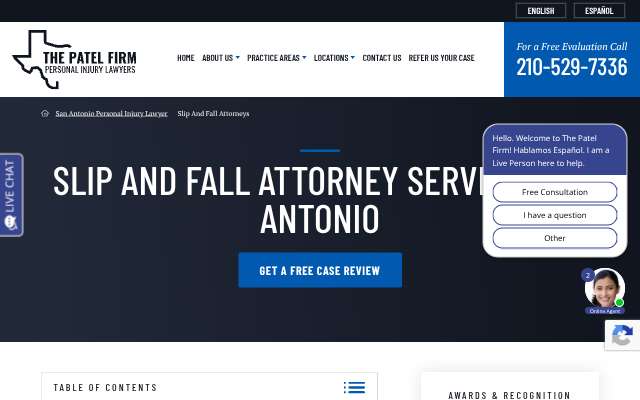 The Patel Firm's page as the assistant saw it
