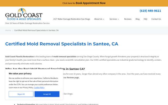 Gold Coast Flood Restorations's page as the assistant saw it